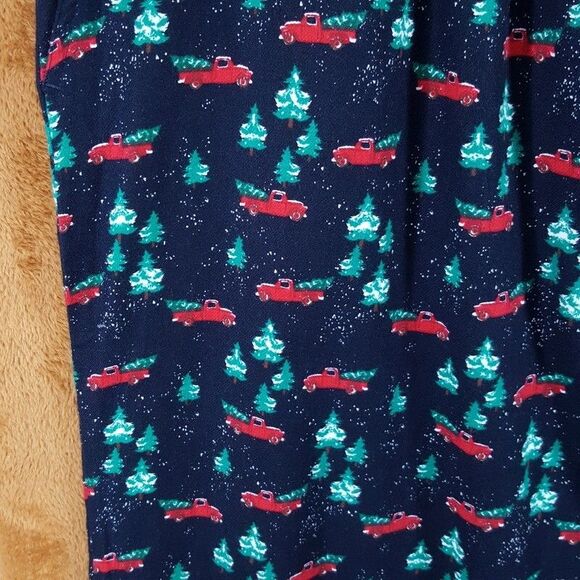 CLUB ROOM Pajama Pants Mens XL Navy Flannel Christmas Tree Truck Cozy Comfort PJ - Picture 2 of 12